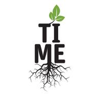 Black vector Tree Roots and text TIME