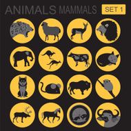 Animals mammals icon set Vector flat style