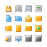 Set of the Yellow-Blue Web Icons with Gradient Fill
