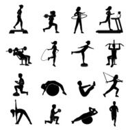 Fitness men women blackicons set