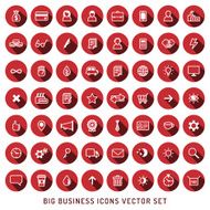 Flat vector business and construction red white icons set