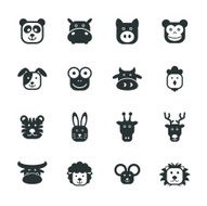 Animal Faces Silhouette Icons