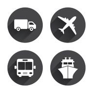 Transport icons Truck Airplane Bus and Ship