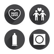 Condom safe sex icons Lovers Gay couple sign