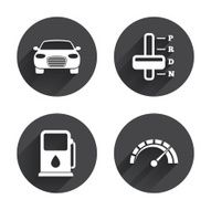 Transport icons Tachometer and petrol station