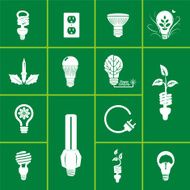 Light Bulb Icon Set On Green