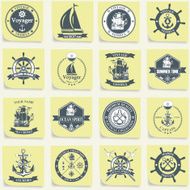 Set of vintage nautical labels icons and design elements N3