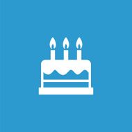 cake icon isolated white on the blue background