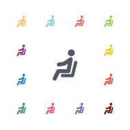 seating man flat icons set
