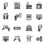 Internet Shopping Silhouette Icon Set