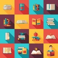 Books Flat Long Shadow Icon Set N2