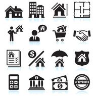 Real Estate Business black &amp; white vector icon set