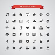 Set of modern flat design social media icons