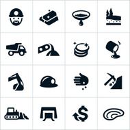 Black Gold Mining Industry Icons