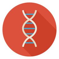 Flat Science and Medicine DNA Circle Icon with Long Shadow N2