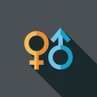 Gender symbol flat icon with long shadow