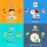 Loan Foreclosure Icons Set