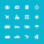 Set of 16 travel icons