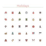 Holidays Colored Line Icons