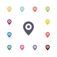 map pin flat icons set