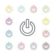 power on flat icons set