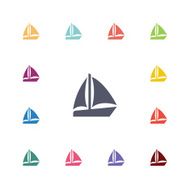 sail boat flat icons set