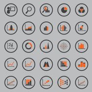 Finance Business and Statistic Icon With Circle Black Border