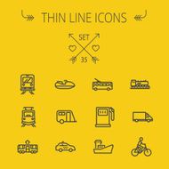 Transportation thin line icon set N2