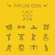 Sports thin line icon set N2