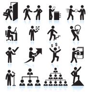 Businessman Career Path to Success black &amp; white icon set