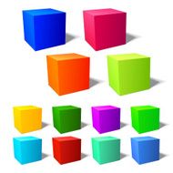 Set of brignt 3d cubes