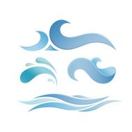 Set of Blue Sea Waves