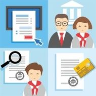 Banking Finance credit application form managers issuing cards color flat