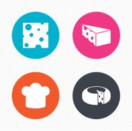 Cheese sign Sliced food with chief hat icons