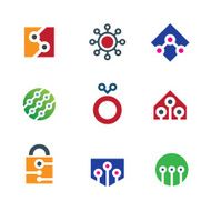 Security system home and internet virtual hack shield logo icon