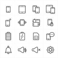 Flat Line Icons For Mobile and Notification Vector Illustration