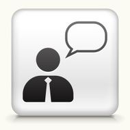 Square Button with Talking Businessman N2