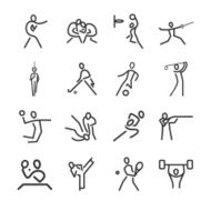 Linear icons athletes popular sports