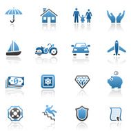 Blue Insurance Icon Set
