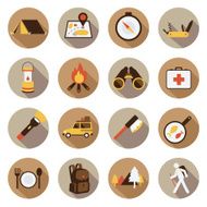 Flat icons set Adventure &amp; Camping Trips Travel