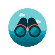 Flat vector icon of binoculars