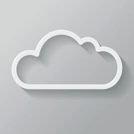 Cloud Paper Thin Line Interface Icon With Long Shadow