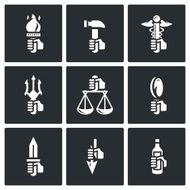 Symbols of the gods in Greek mythology icons set