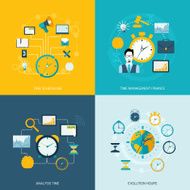 Time management flat icons