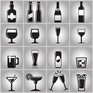 Vector black drinks and beverages icons set N2