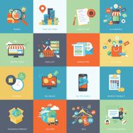 Set of modern flat design concept icons for online shopping