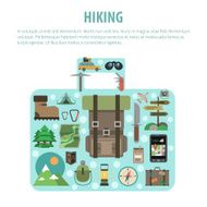 Hiking concept baggage shaped icons composition