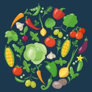 Vegetables icons set in flat style