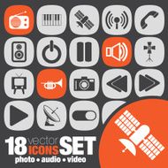photo audio video icon set
