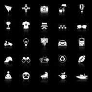 Hipster icons with reflect on black background N2